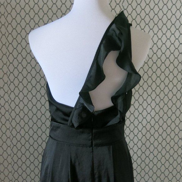 BCBGeneration Pleated Ruffle Strap One Shoulder Black Dress - Size 4 - Picture 6 of 6